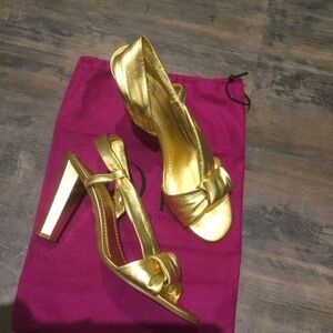 DVF PROVENCE Gold Leather Sandals heels